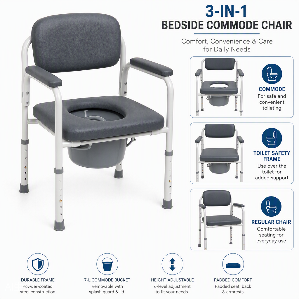 3-in-1 Bedside Commode Chair