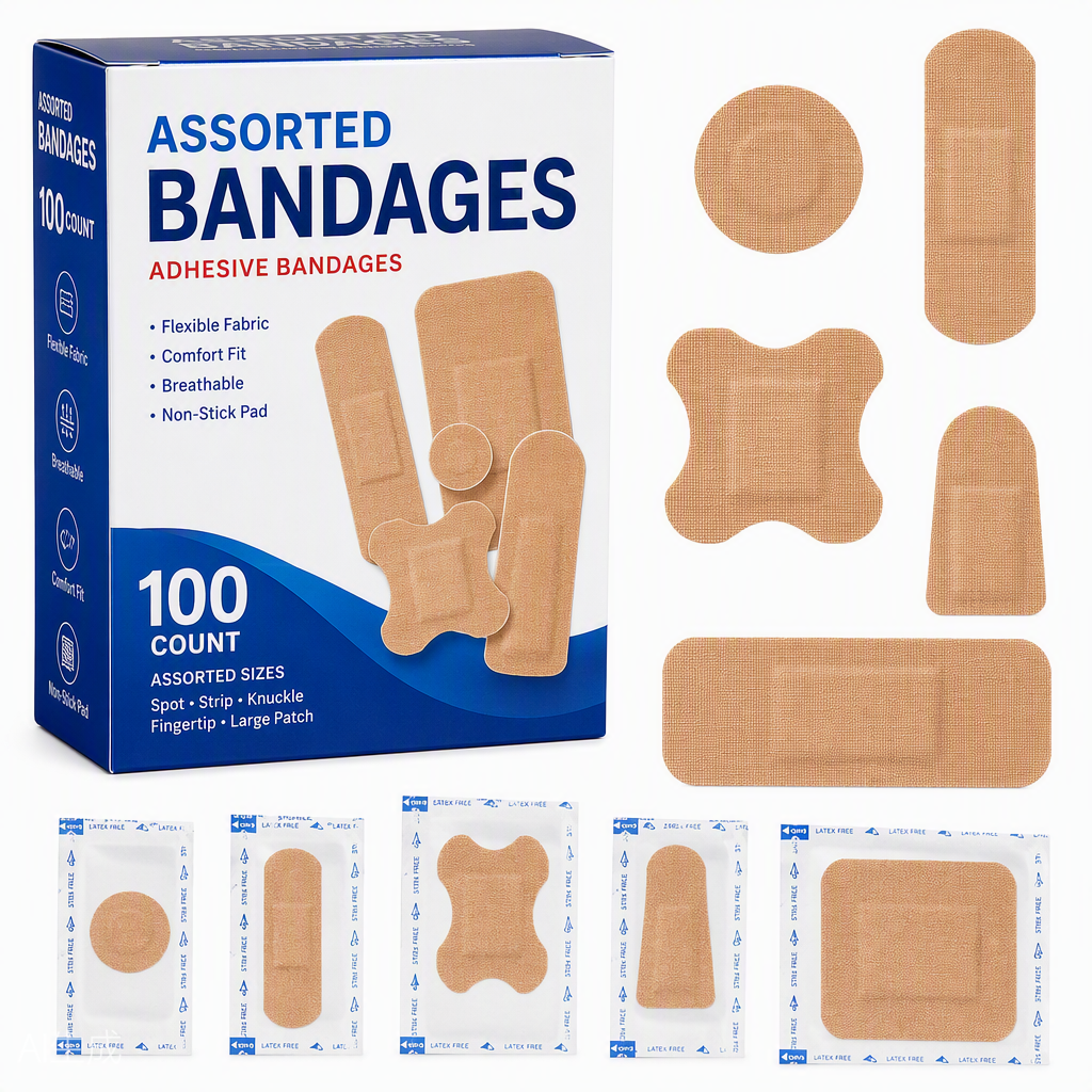 Assorted adhesive bandages 100-count OEM private label