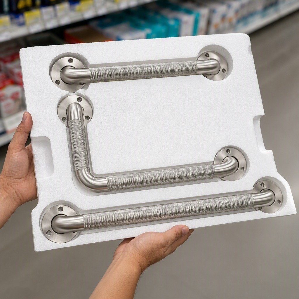 Bathroom Safety Grab Bars Set retail packaging