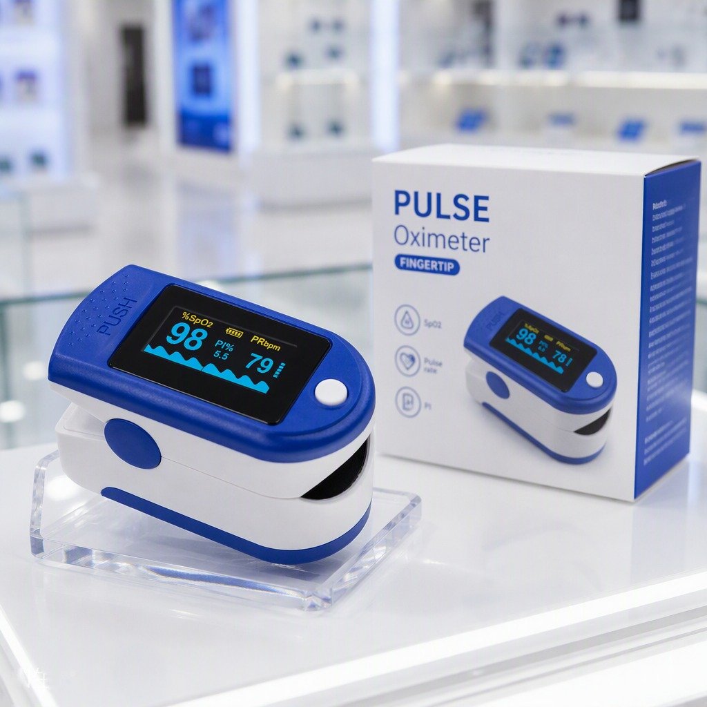 OLED display and reading orientation of the FO-POX-001 pulse oximeter