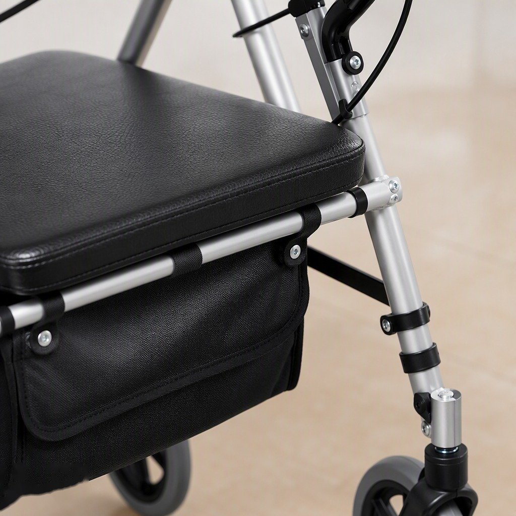 Four-Wheel Rollator Walker with Seat in use