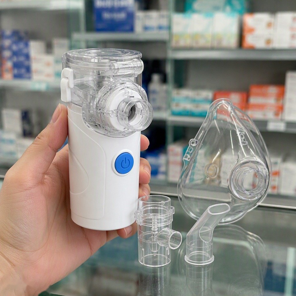 Retail box of the MS-NEB-001 portable mesh nebulizer for pharmacy distribution
