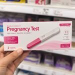 Retail box of the PT-KIT-001 pregnancy test kit for pharmacy distribution